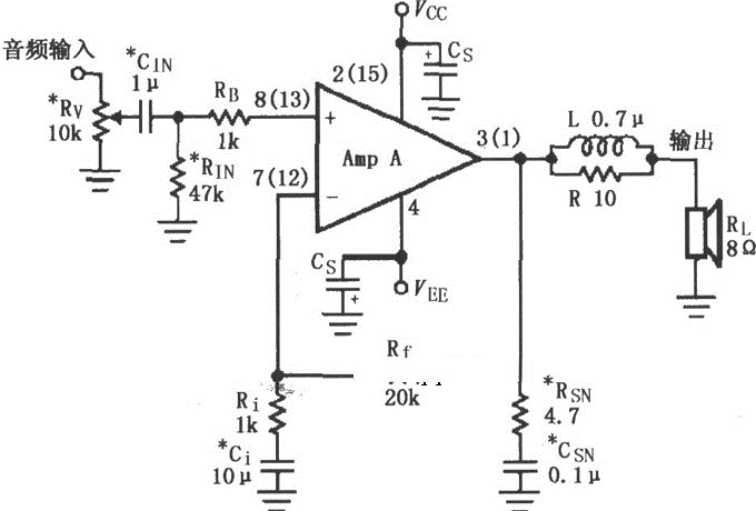 LMl876用于辅助音频功率放大电路