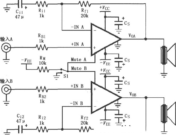 LM4780双电源功放★_电路