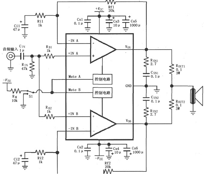 LM4732用于并联输出的功放★_电路
