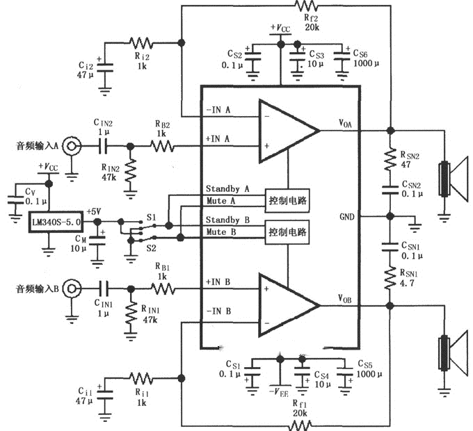 LM4730／4731双电源功放★_电路