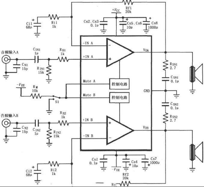 LM4732双电源功放★_电路