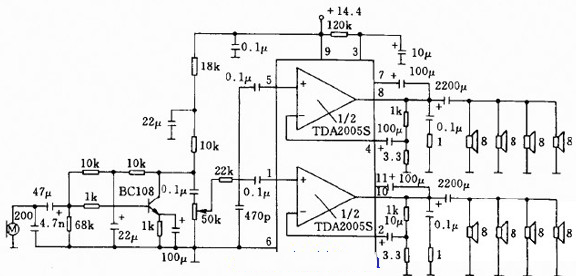 200W公共汽车收音机和扩音机电路