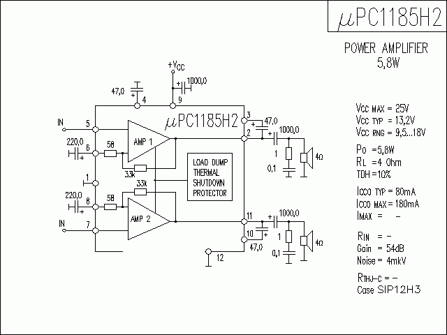 uPC1185H2功放★_电路