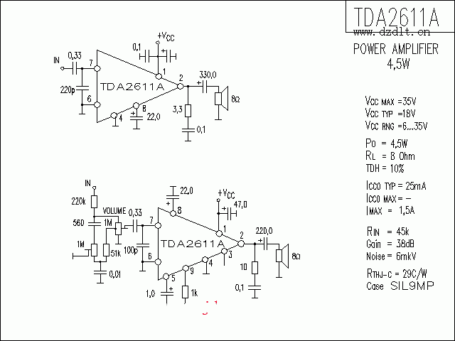 TDA2611A功放★_电路