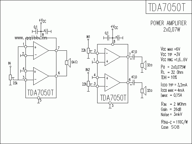 TDA7050T功放★_电路