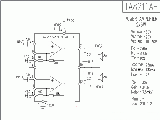 TA8211AH功放★_电路