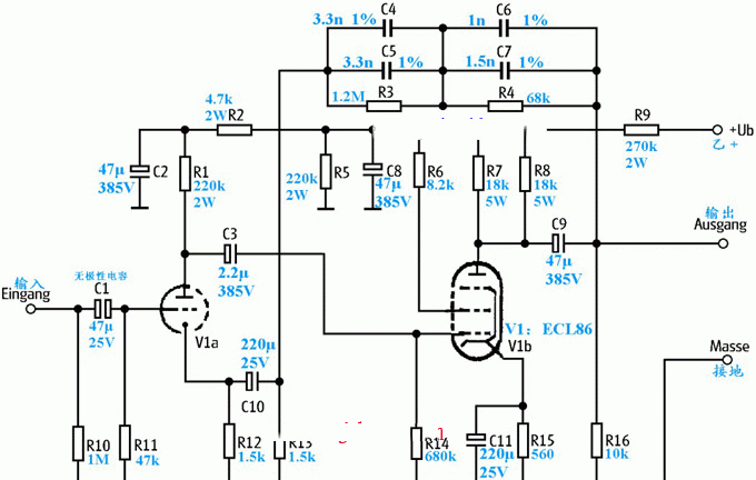胆管均衡放大器图纸