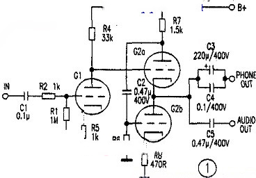 翔声708A胆机耳机功放★_电路