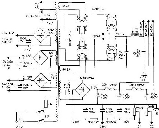 胆管混合整流电源