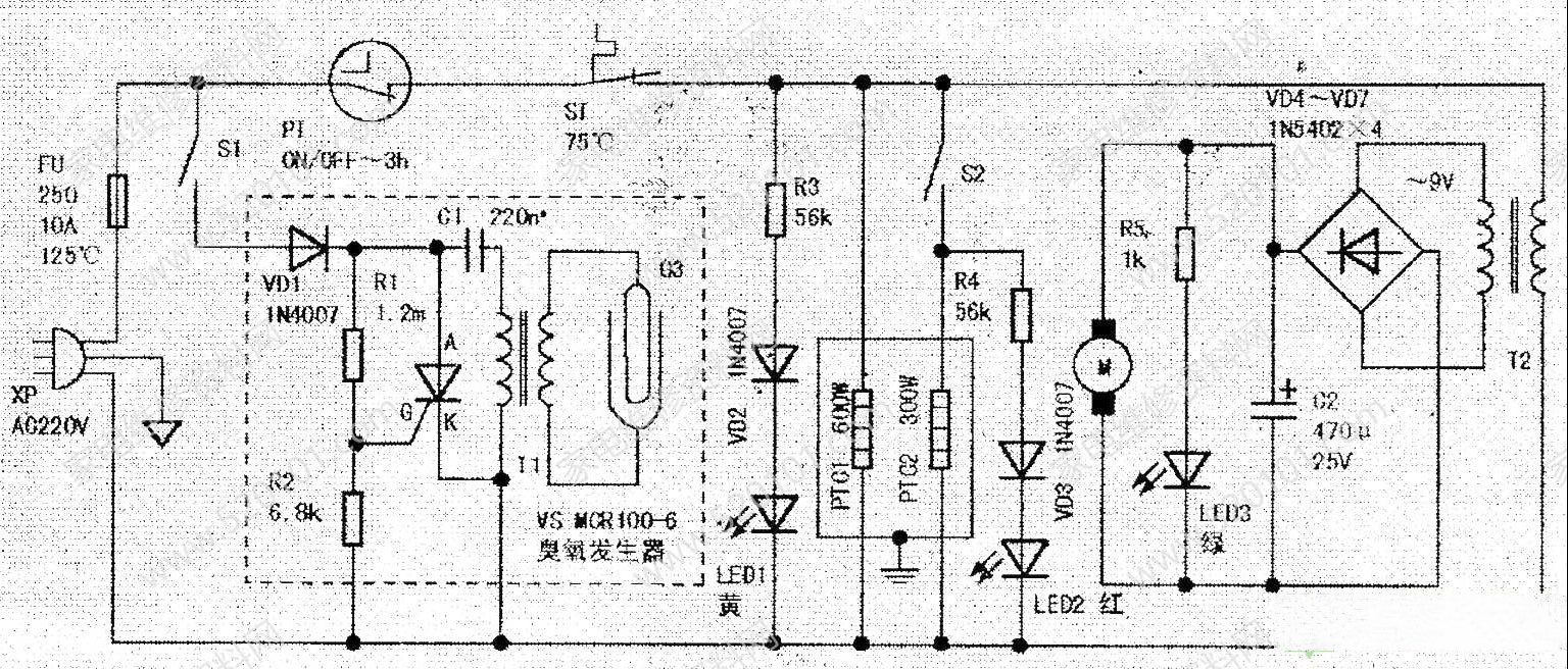 威力WL-900B布罩干衣机电路原理图
