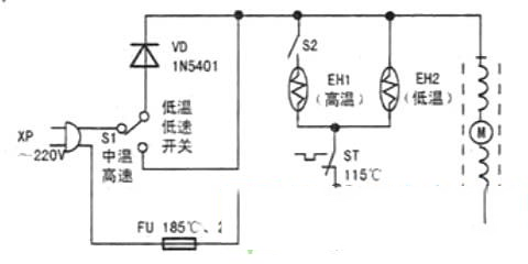 TO-1A电吹风电路分析与故障维修